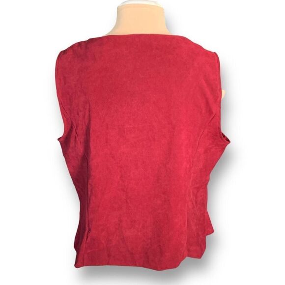 Vintage Sag Harbor Vest Burgundy Red Floral Vneck Embossed Button Up Plus Size - Picture 4 of 8